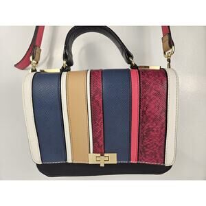 Gianni Bini Crossbody Bag Multi Color Striped Faux Leather Summer Cutie!